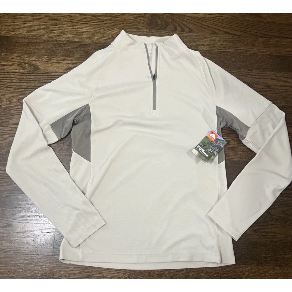 Mens NWT Ozark Trail Performance 1/4 Zip Pullover Shirt Small Beige